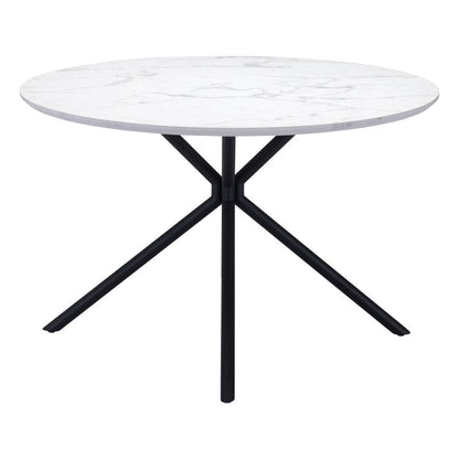 47" White And Black Rounded Steel Dining Table HomeRoots