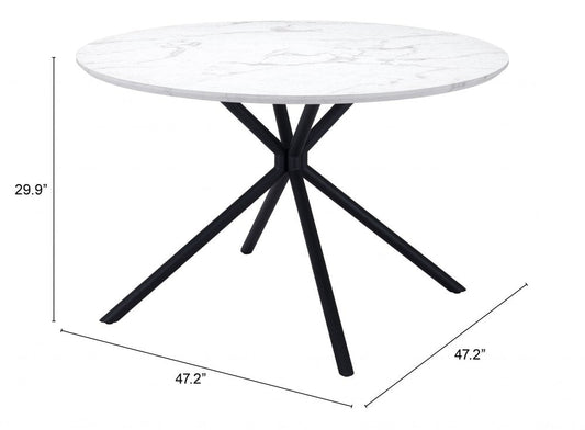 47" White And Black Rounded Steel Dining Table HomeRoots