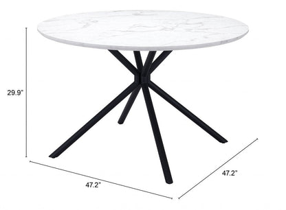 47" White And Black Rounded Steel Dining Table HomeRoots