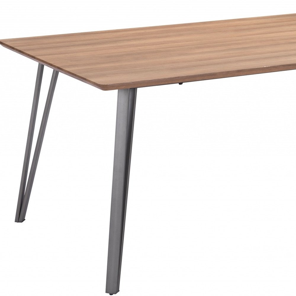 79" Brown and Gray Wood and Steel Dining Table HomeRoots