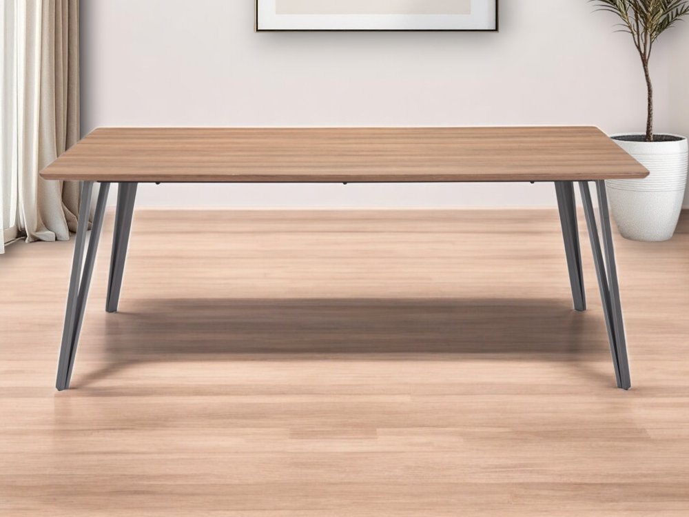 79" Brown and Gray Wood and Steel Dining Table HomeRoots