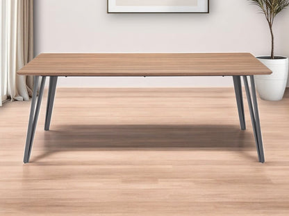 79" Brown and Gray Wood and Steel Dining Table HomeRoots