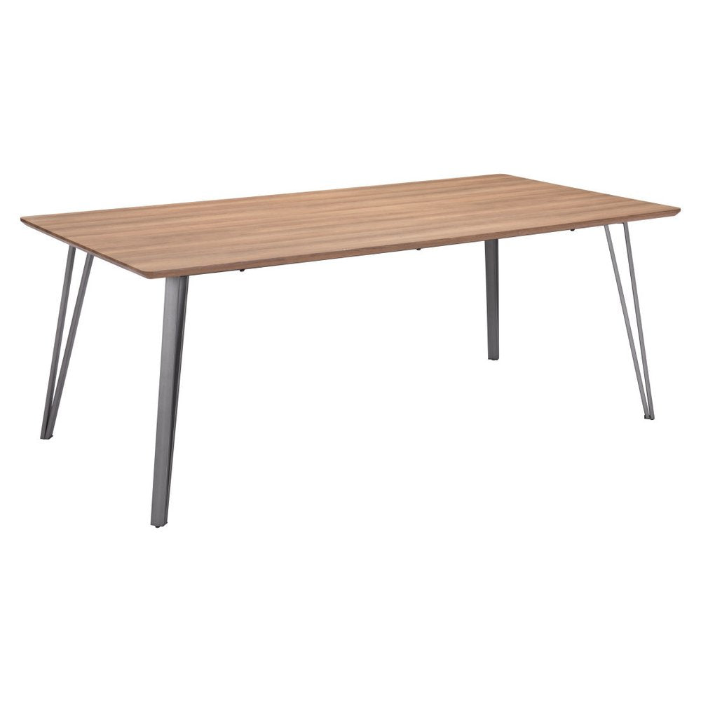 79" Brown and Gray Wood and Steel Dining Table HomeRoots