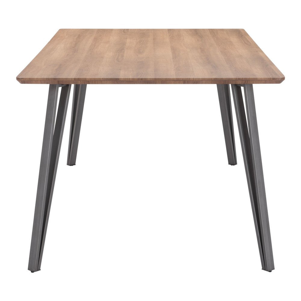 79" Brown and Gray Wood and Steel Dining Table HomeRoots