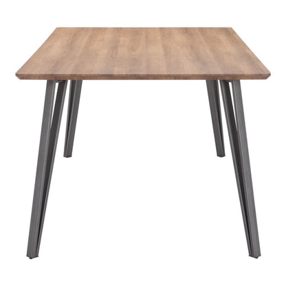 79" Brown and Gray Wood and Steel Dining Table HomeRoots
