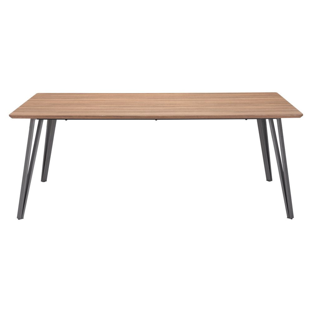 79" Brown and Gray Wood and Steel Dining Table HomeRoots