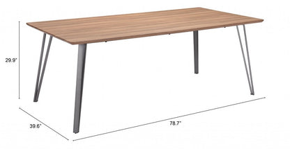 79" Brown and Gray Wood and Steel Dining Table HomeRoots