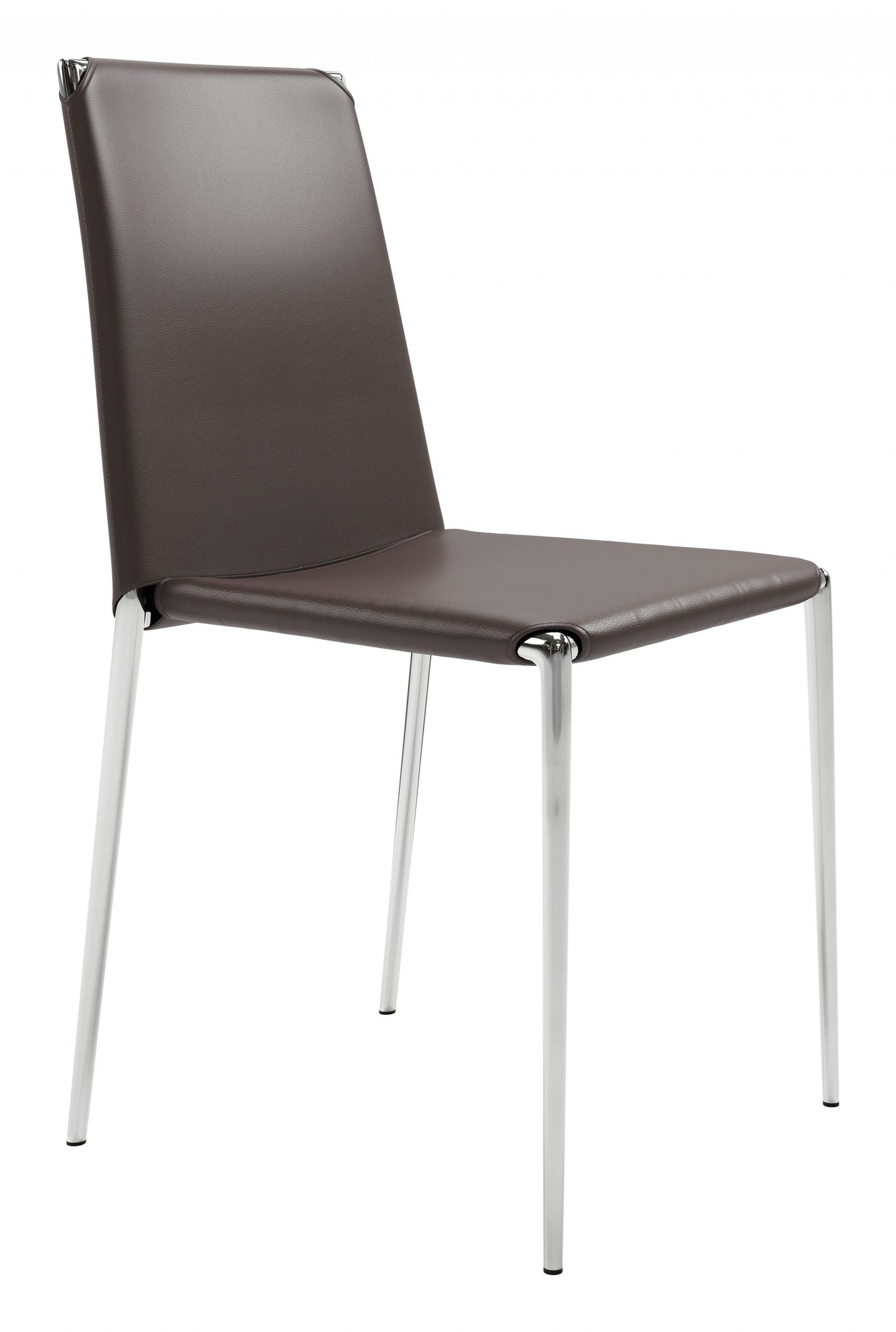 Set Of Four Espresso Steel Dining Chairs