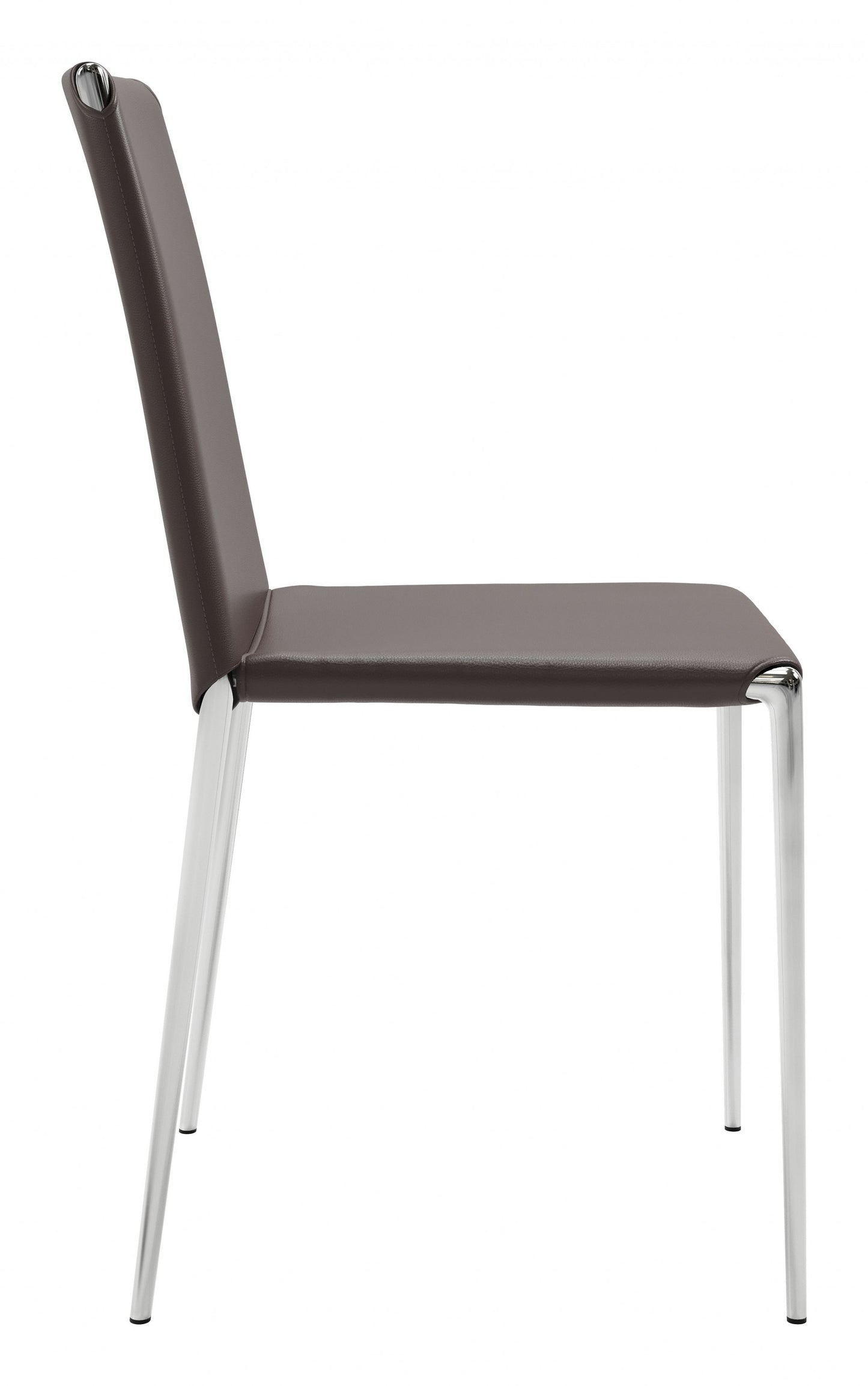 Set Of Four Espresso Steel Dining Chairs