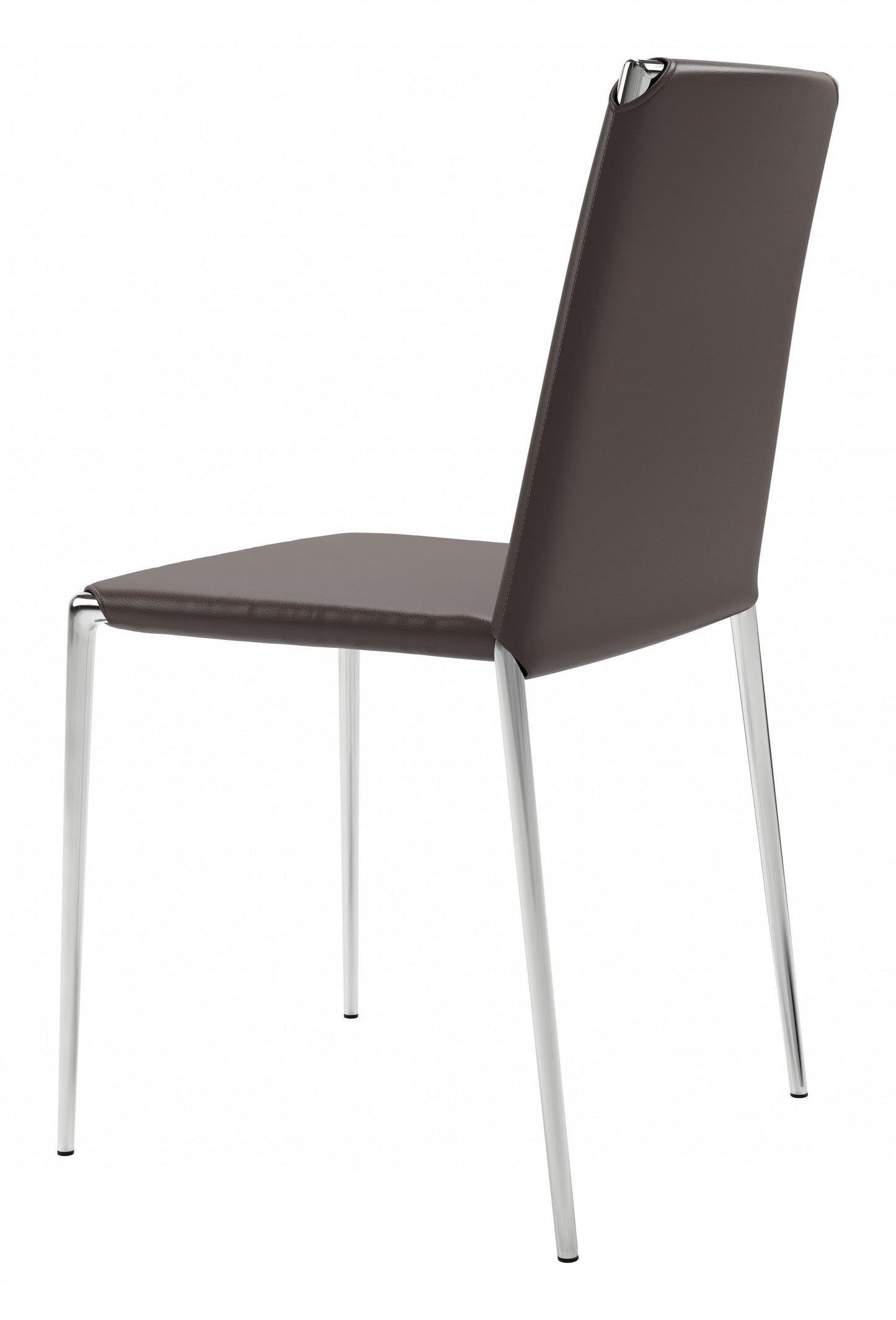 Set Of Four Espresso Steel Dining Chairs