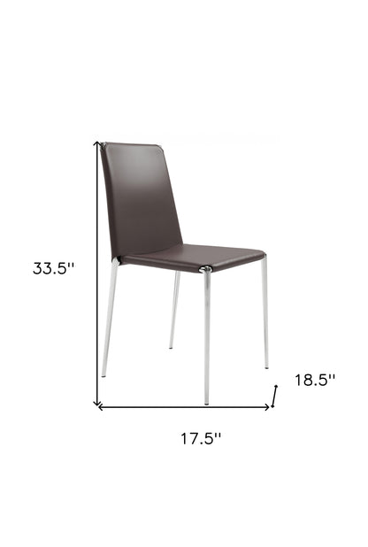 Set Of Four Espresso Steel Dining Chairs