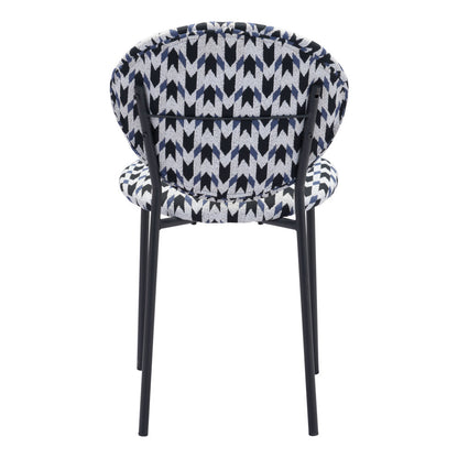 Set of Two Black and White And Black Upholstered Dining Side Chairs