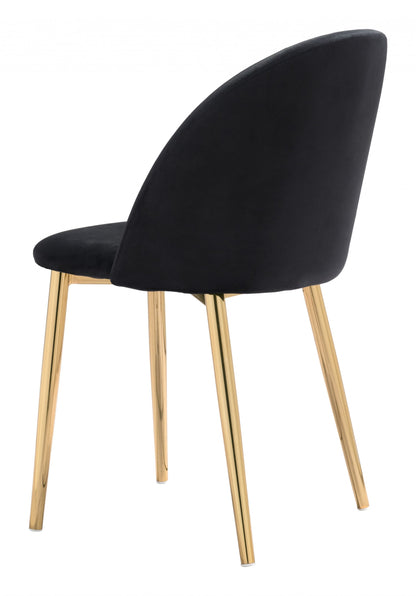 Set of Two Black and Gold Upholstered Polyester Dining Side chairs