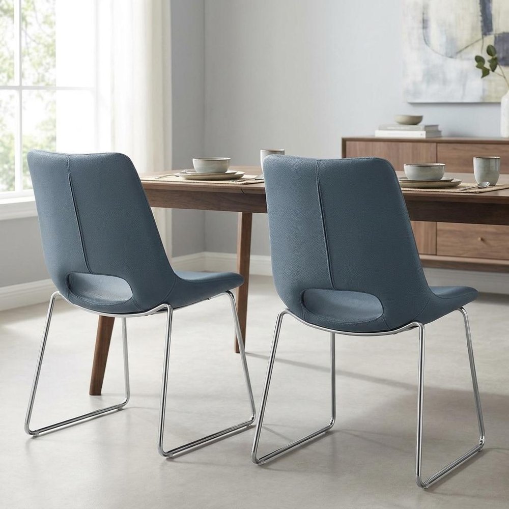 Set of Two Gray And Brown Upholstered Faux Leather Open Back Dining Arm Chairs HomeRoots