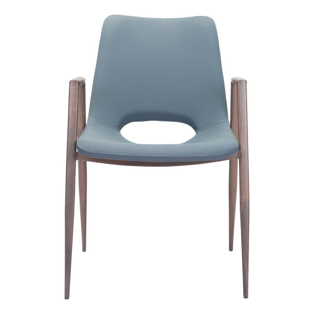 Set of Two Gray And Brown Upholstered Faux Leather Open Back Dining Arm Chairs HomeRoots