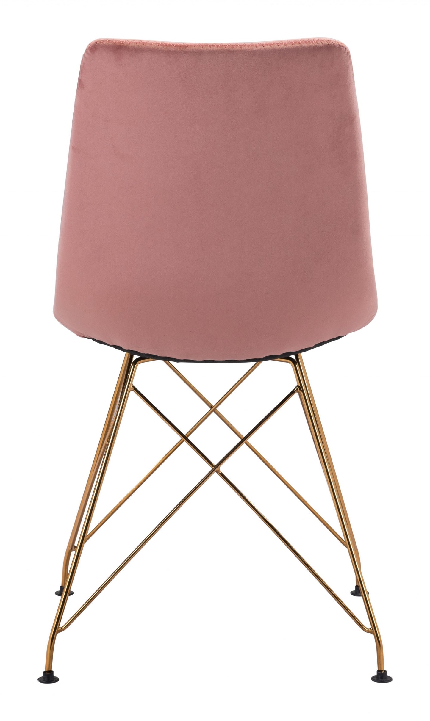 Set of Four Pink and Gold Upholstered Velvet Dining Side Chairs