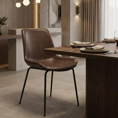 Set of Two Brown And Black Upholstered Faux Leather Dining Side Chairs HomeRoots