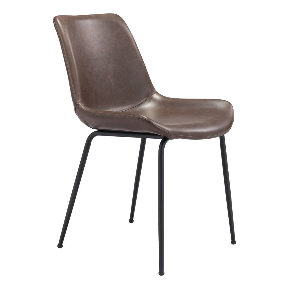 Set of Two Brown And Black Upholstered Faux Leather Dining Side Chairs HomeRoots