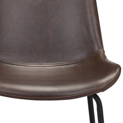 Set of Two Brown And Black Upholstered Faux Leather Dining Side Chairs HomeRoots