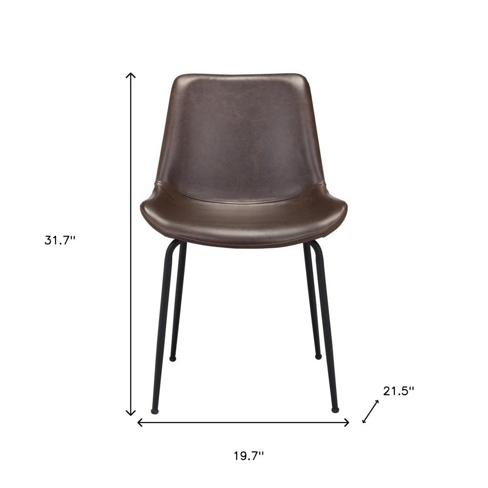 Set of Two Brown And Black Upholstered Faux Leather Dining Side Chairs HomeRoots