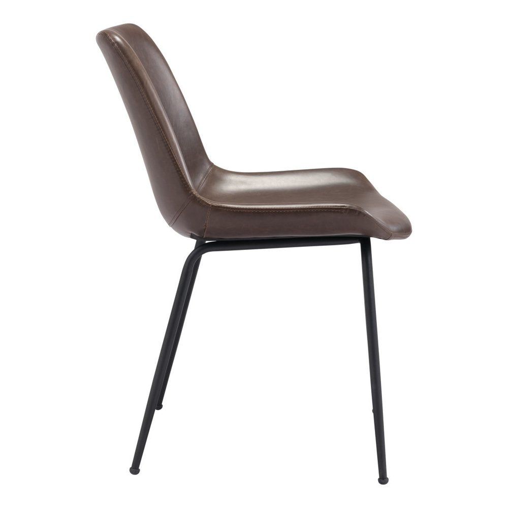 Set of Two Brown And Black Upholstered Faux Leather Dining Side Chairs HomeRoots