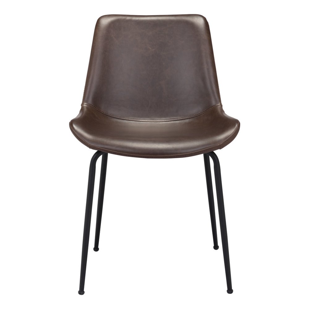 Set of Two Brown And Black Upholstered Faux Leather Dining Side Chairs HomeRoots