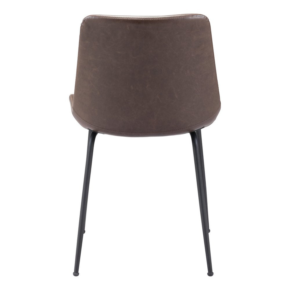 Set of Two Brown And Black Upholstered Faux Leather Dining Side Chairs HomeRoots
