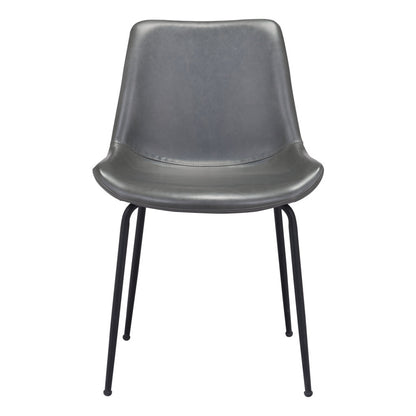 Set of Two Gray and Black Top Shelf Modern Rugged Dining Chairs