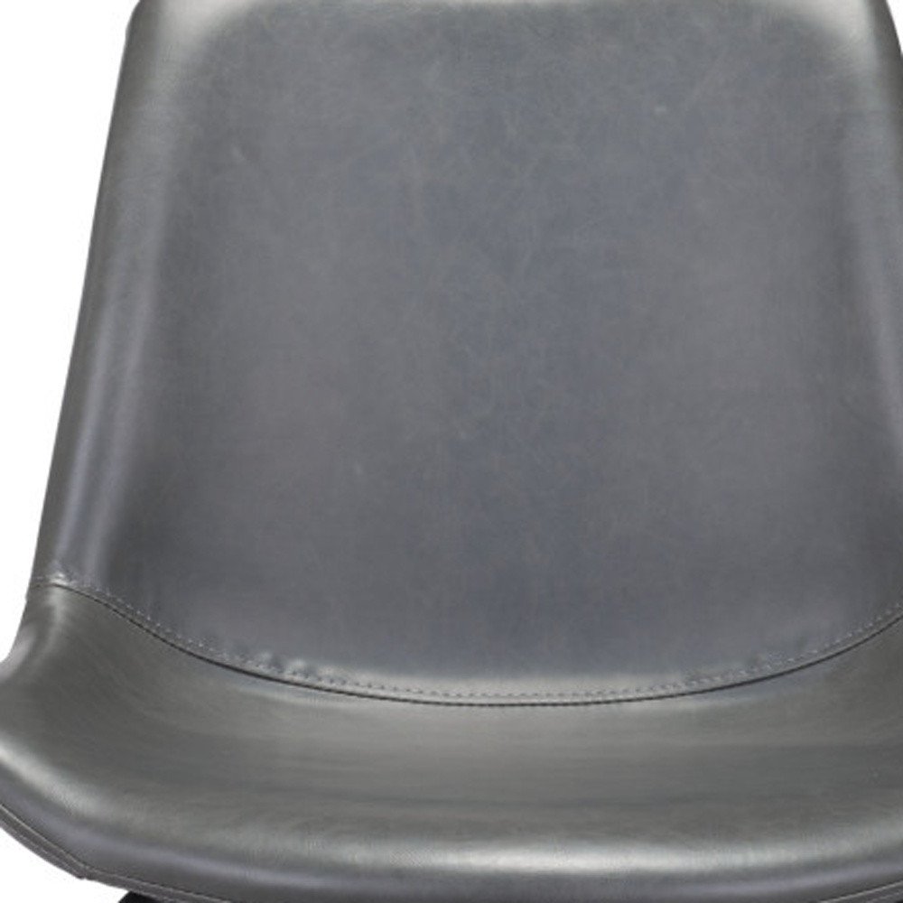 Set of Two Gray And Black Upholstered Faux Leather Dining Side Chairs HomeRoots