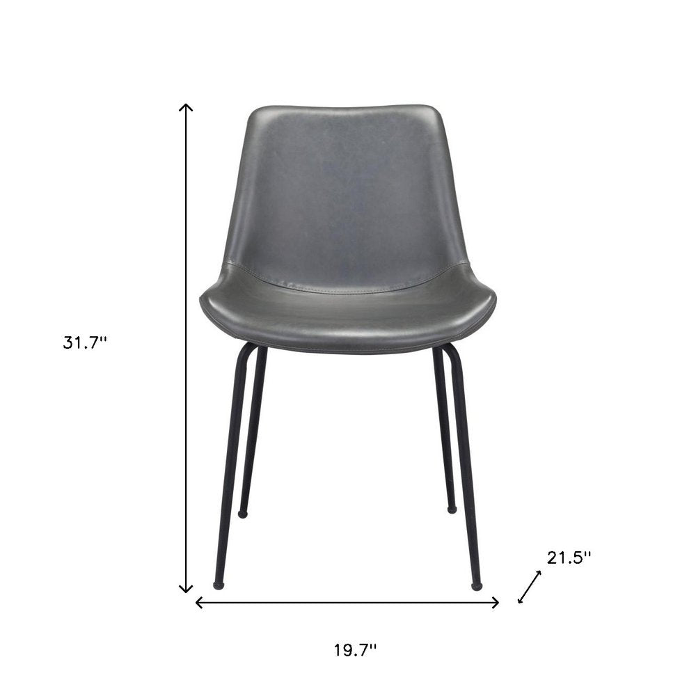 Set of Two Gray And Black Upholstered Faux Leather Dining Side Chairs HomeRoots