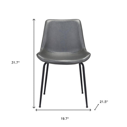 Set of Two Gray And Black Upholstered Faux Leather Dining Side Chairs HomeRoots
