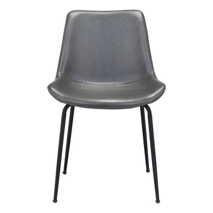 Set of Two Gray And Black Upholstered Faux Leather Dining Side Chairs HomeRoots