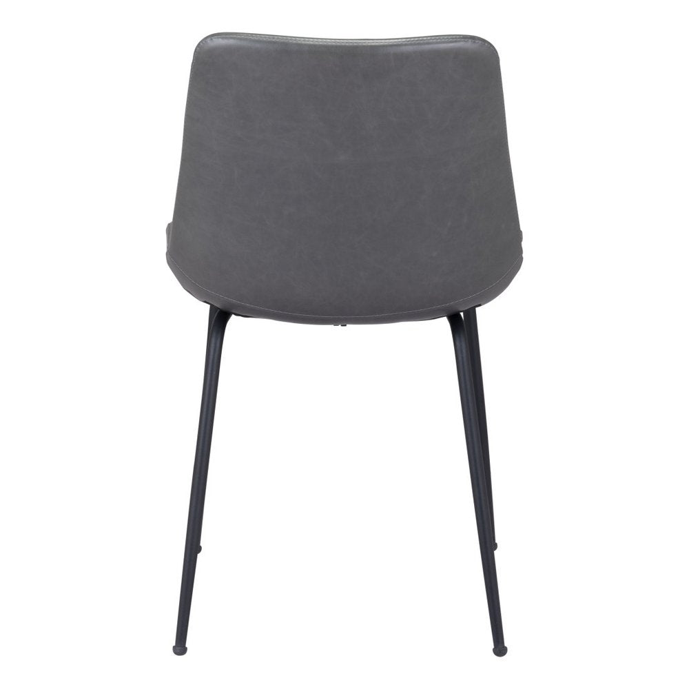 Set of Two Gray And Black Upholstered Faux Leather Dining Side Chairs HomeRoots