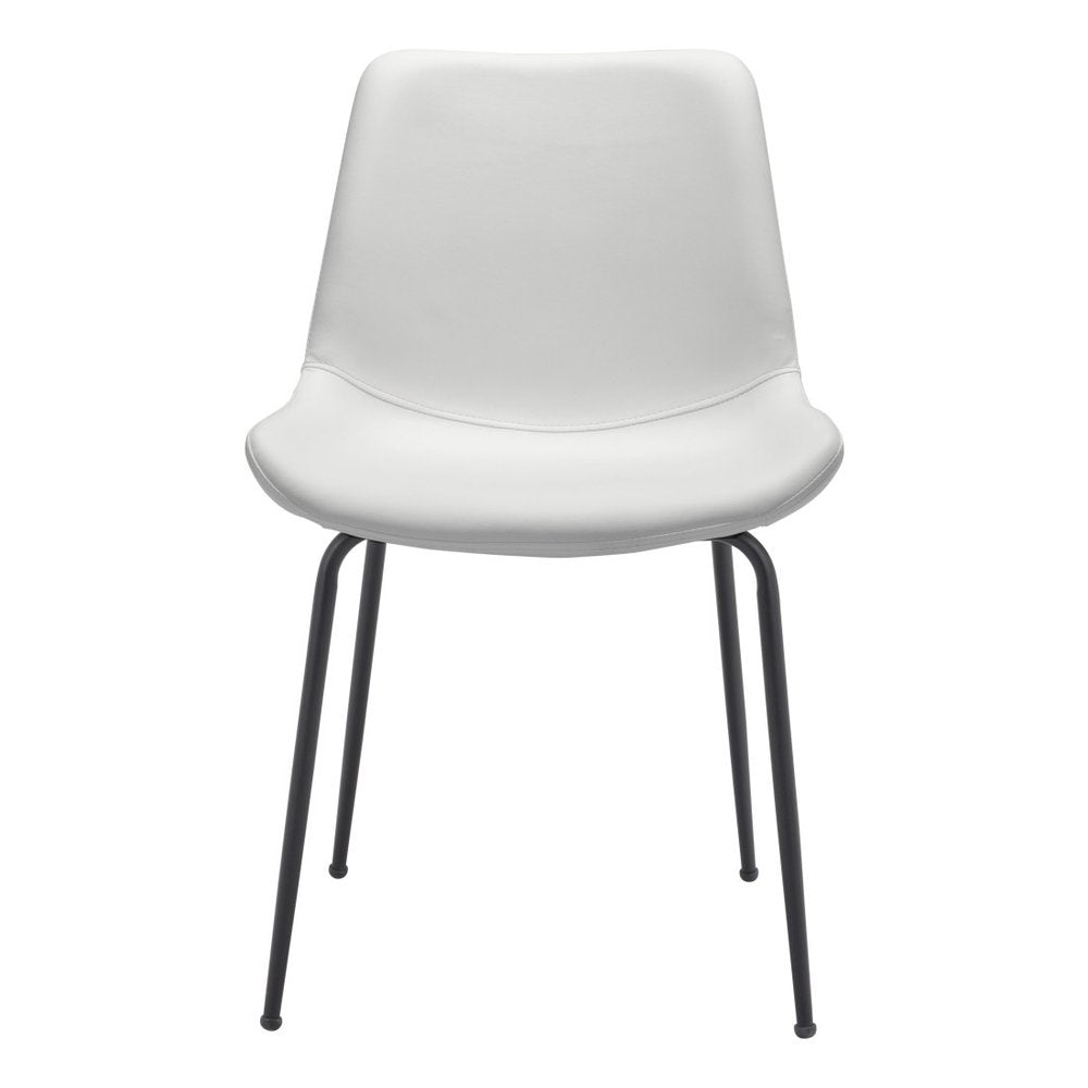 Set of Two White And Black Upholstered Faux Leather Dining Side Chairs HomeRoots