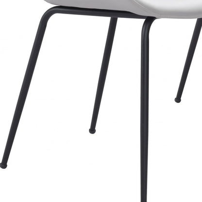 Set of Two White and Black Top Shelf Modern Rugged Dining Chairs