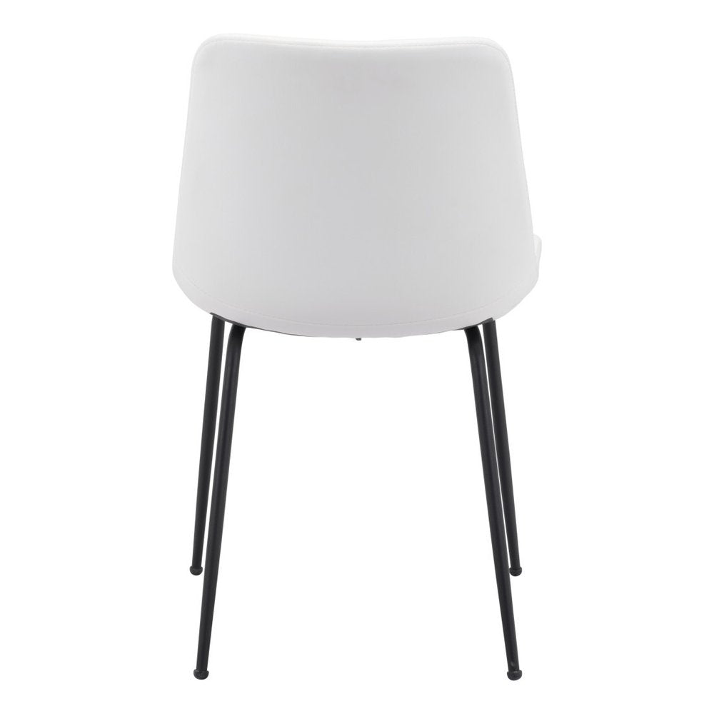 Set of Two White And Black Upholstered Faux Leather Dining Side Chairs HomeRoots