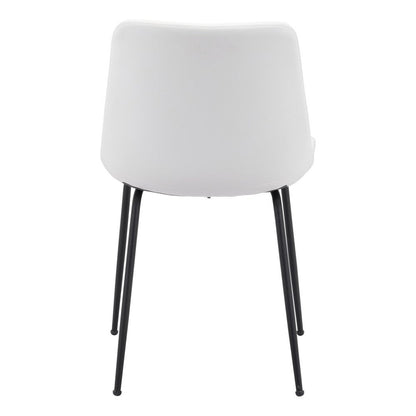 Set of Two White And Black Upholstered Faux Leather Dining Side Chairs HomeRoots