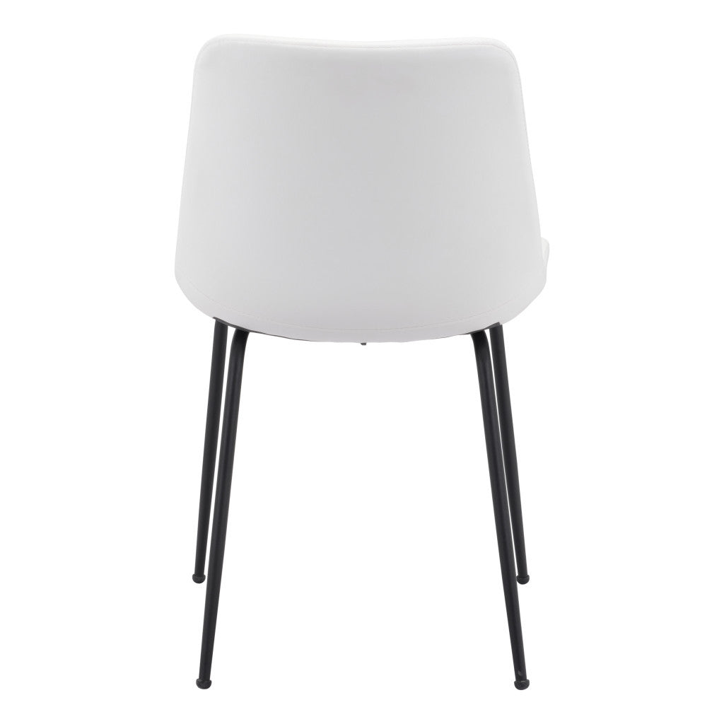 Set of Two White and Black Top Shelf Modern Rugged Dining Chairs