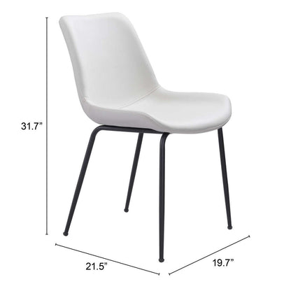 Set of Two White and Black Top Shelf Modern Rugged Dining Chairs