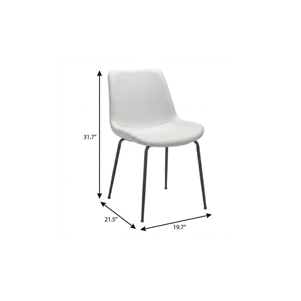 Set of Two White And Black Upholstered Faux Leather Dining Side Chairs HomeRoots