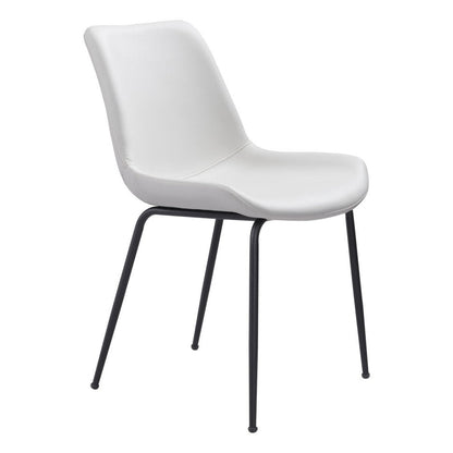 Set of Two White And Black Upholstered Faux Leather Dining Side Chairs HomeRoots