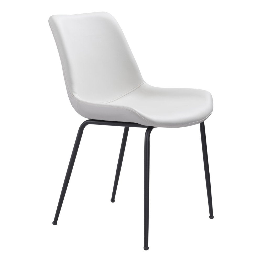 Set of Two White And Black Upholstered Faux Leather Dining Side Chairs HomeRoots