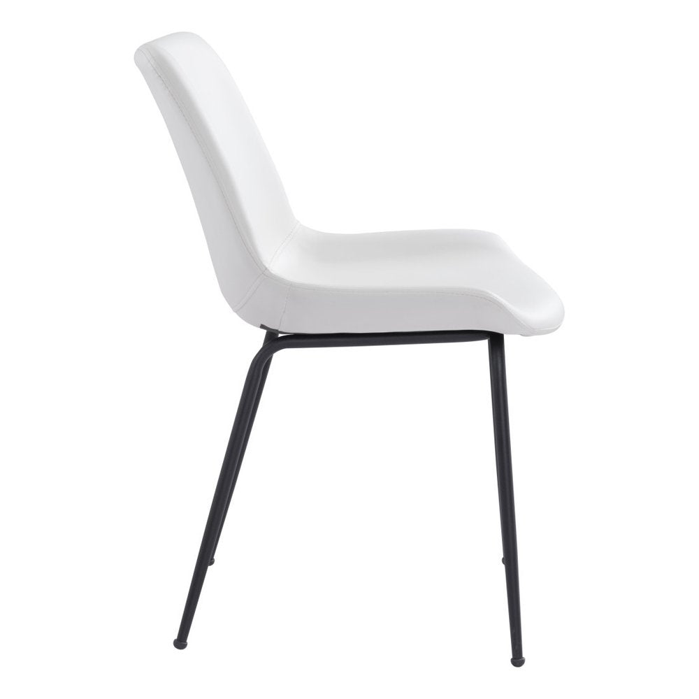 Set of Two White And Black Upholstered Faux Leather Dining Side Chairs HomeRoots