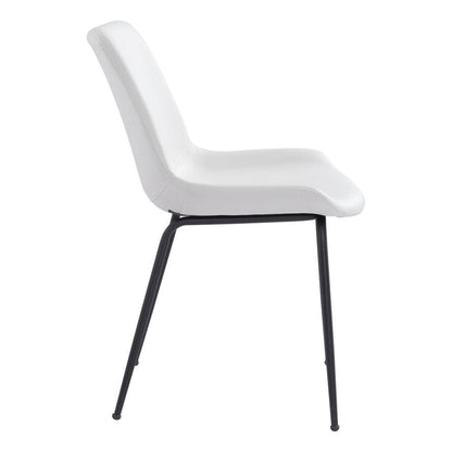 Set of Two White And Black Upholstered Faux Leather Dining Side Chairs HomeRoots
