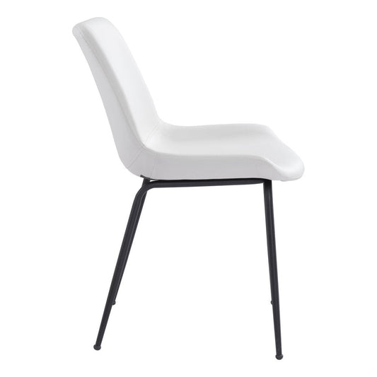 Set of Two White And Black Upholstered Faux Leather Dining Side Chairs HomeRoots