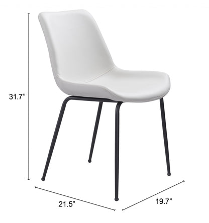 Set of Two White and Black Top Shelf Modern Rugged Dining Chairs