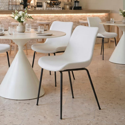 Set of Two White And Black Upholstered Faux Leather Dining Side Chairs HomeRoots