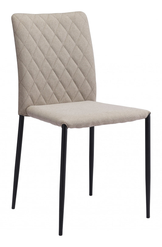 Set of Two Beige Diamond Weave Dining Chairs