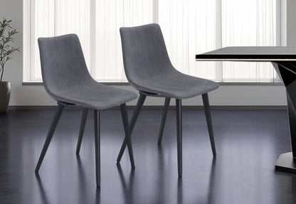 Set of Two Gray And Black Upholstered Fabric Dining Side Chairs HomeRoots