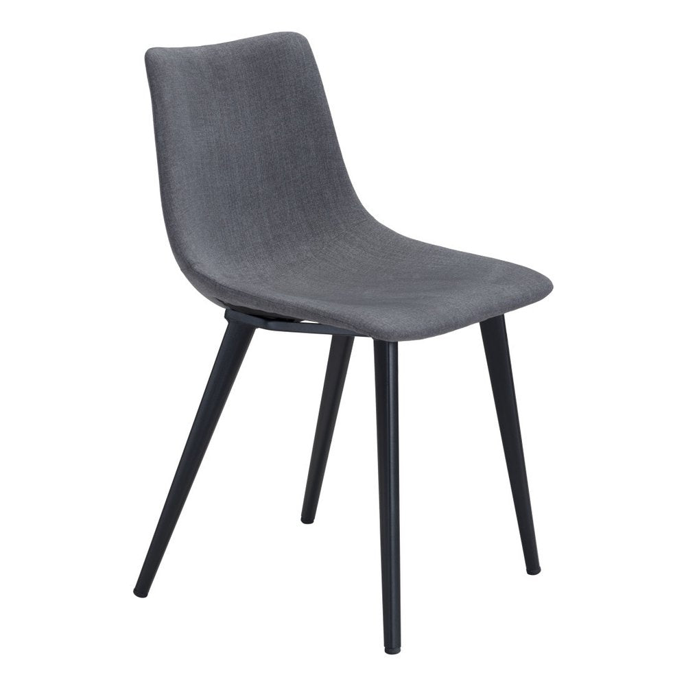 Set of Two Gray And Black Upholstered Fabric Dining Side Chairs HomeRoots